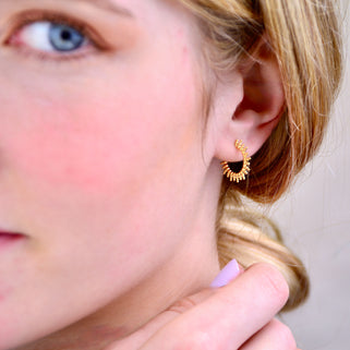 Gold Sunburst Hoop Earrings