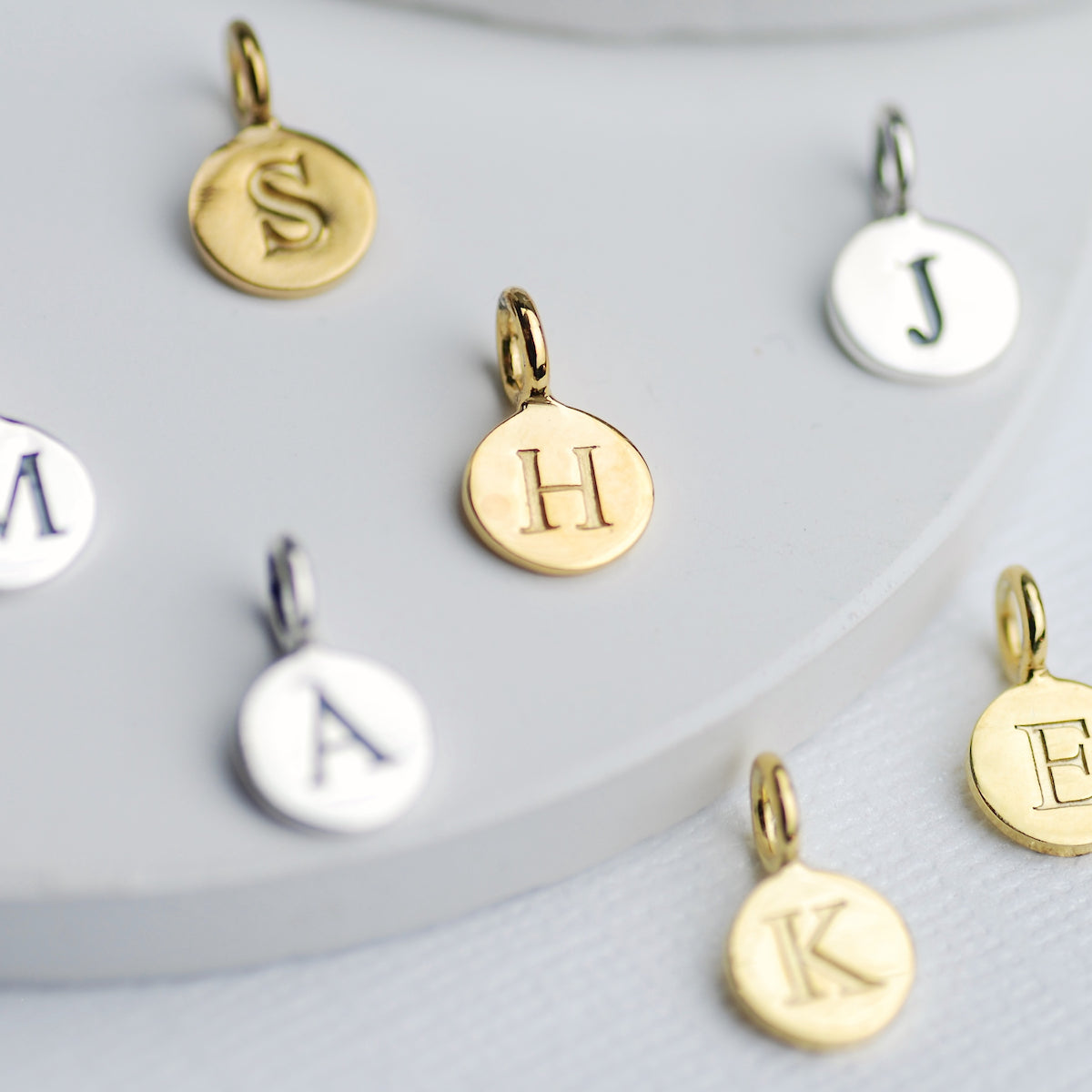 Sterling Silver Initial Letter Disc Charms Penelopetom