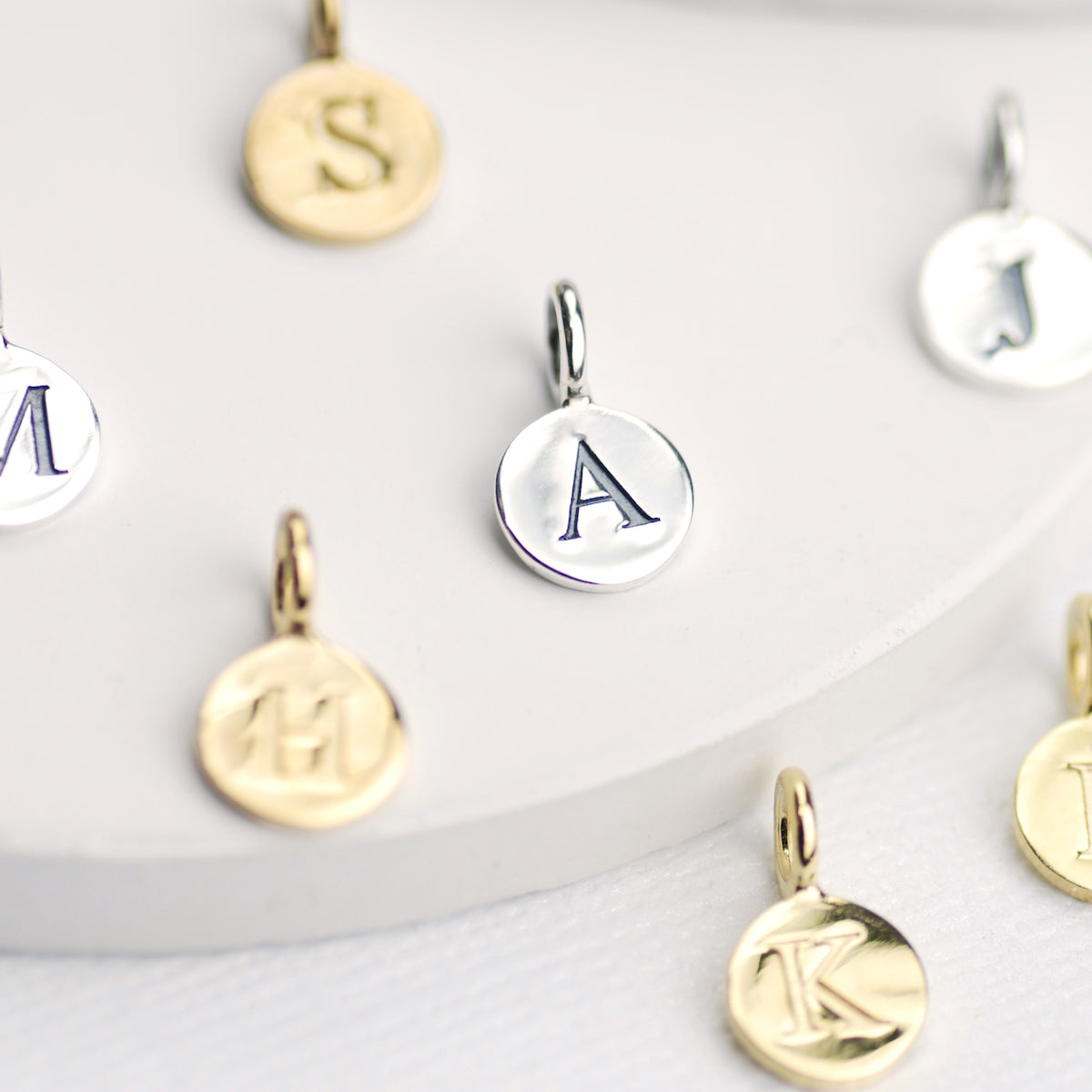 Sterling Silver Initial Letter Disc Charms Silver / S