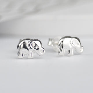 Sterling Silver Tiny Elephant Stud Earrings