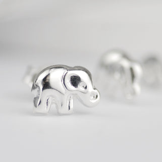 Sterling Silver Tiny Elephant Stud Earrings