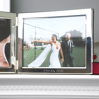 Personalised Silver Plated Double Landscape Photo Frame