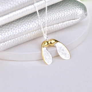 Personalised Sterling Silver and Gold Vermeil Sycamore Leaf Necklace