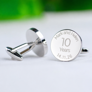 Personalised 10th Anniversary Cufflinks