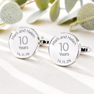 Personalised 10th Anniversary Cufflinks