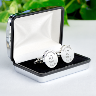 Personalised 10th Anniversary Cufflinks
