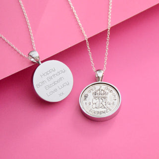Luxury 80th Birthday Sixpence Necklace