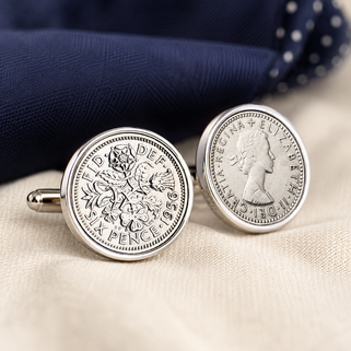 Luxury 70th Birthday 1956 Sixpence Cufflinks