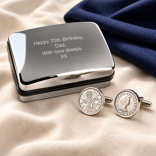 Luxury 70th Birthday 1956 Sixpence Cufflinks