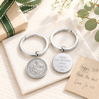 Luxury 70th Birthday 1956 Silver Sixpence Keyring