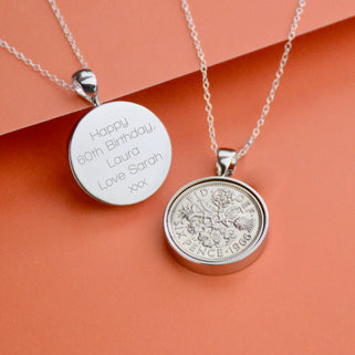 Luxury 60th Birthday Sixpence Necklace