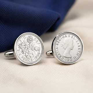 Luxury 60th Birthday 1966 Sixpence Cufflinks