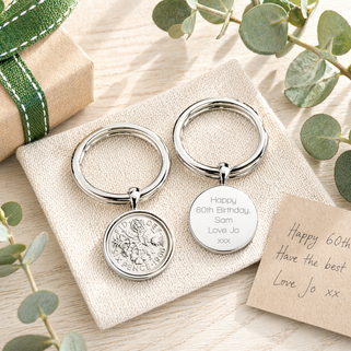 Luxury 60th Birthday 1966 Silver Sixpence Keyring