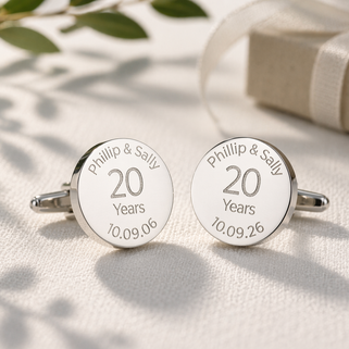 Personalised 20th Anniversary Cufflinks