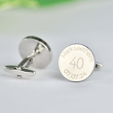 Personalised Milestone 40th Year Birthday Cufflinks
