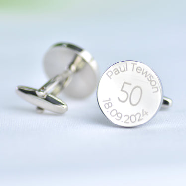 Personalised Milestone 50th Year Birthday Cufflinks
