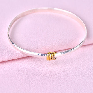 Solid Sterling Silver Five Rings 50th Birthday Bangle