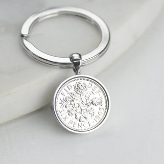 61st Birthday Polished 1965 Lucky Sixpence Coin & Four Leaf Clover Charm on Keyring in Gift Bag 61st Birthday Polished 1965 Lucky Sixpence Coin & Four Leaf Clover Charm on Keyring in Gift Bag