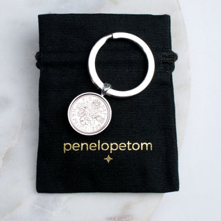 Luxury 60th Birthday 1965 Silver Sixpence Keyring