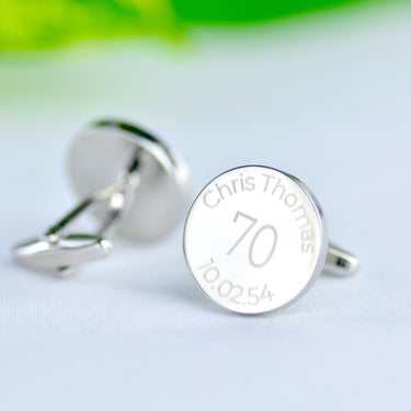 Personalised Milestone 70th Year Birthday Cufflinks