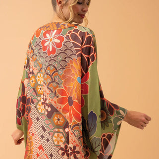Kaleidoscope Floral Kimono Jacket Sage