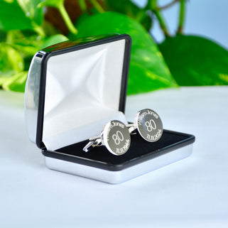 Personalised Milestone 80th Year Birthday Cufflinks