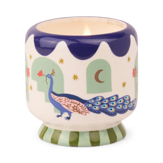 Peacock Design Boxed Ceramic Candle