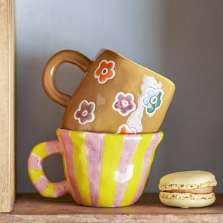 Brown Flower Espresso Cup