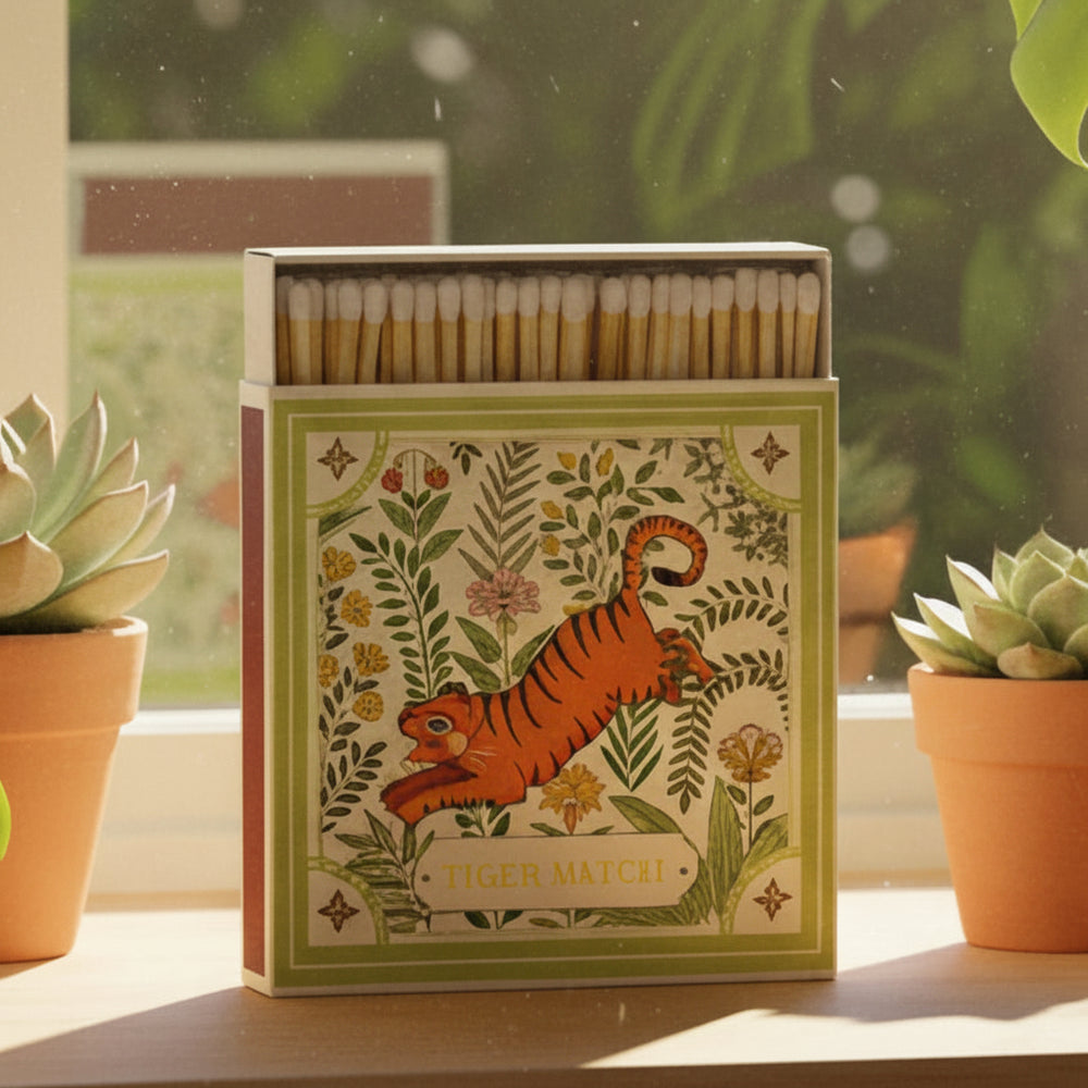 Matchboxes Green Green Tiger Square Matchbox with Safety Matches – Penelopetom
