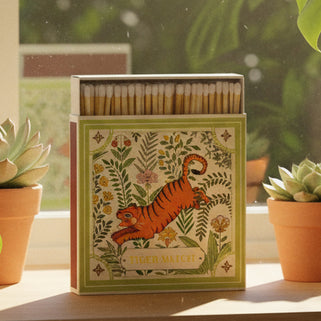 tiger design super size match box with coloured tip matches