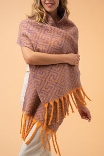 Athena Woolly Oversized Scarf Tangerine and Lavender