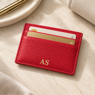 Monogram Leather Credit Card Holder