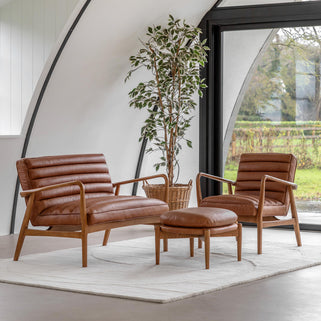 Datsun Armchair Vintage Brown Leather 5
