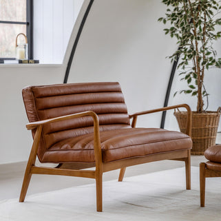Datsun 2 Seater Sofa Vintage Brown Leather 2