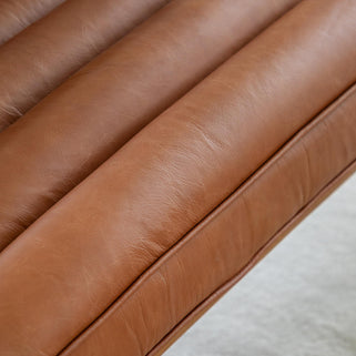 Datsun 2 Seater Sofa Vintage Brown Leather 4