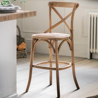 Cafe Stool Oak with Rattan (2pk) 2