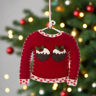 Felt Xmas Pudding Jumper Decoration