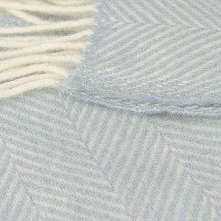 Fishbone Wool Throw Duck Egg Blue