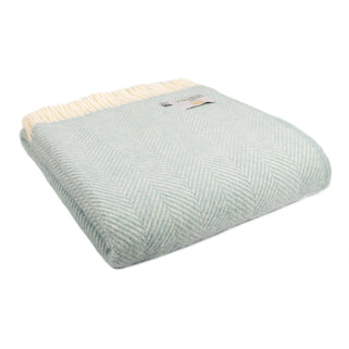 Fishbone Wool Throw Duck Egg Blue
