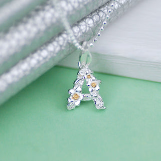 Sterling Silver Flower Initial Letter Charms
