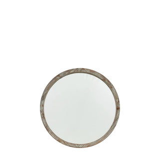 Small Round Natural Wood Mirror