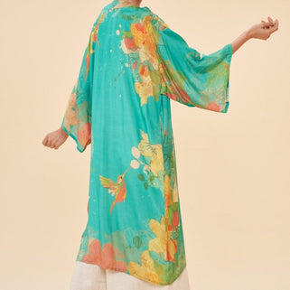 Hummingbird Aqua Design Kimono Gown