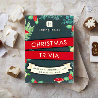 christmas trivia card game in a box for the Christmas table