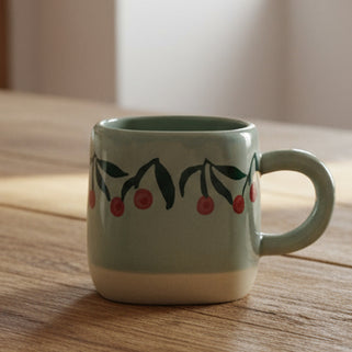 Blue Mug with Cherries