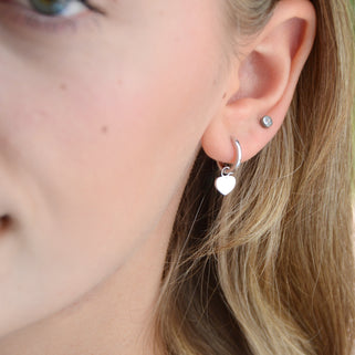 Sterling Silver Modern Heart Huggies