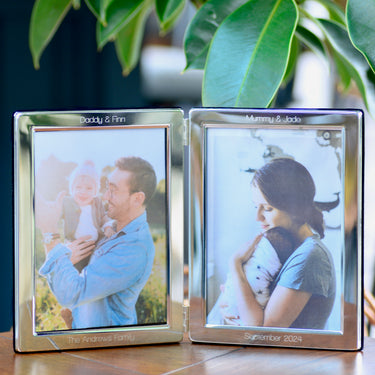 Personalised Silver Plated Double Portrait Photo Frame