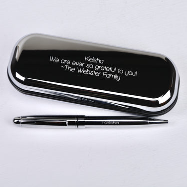 Silver chrome pen with matching case with 