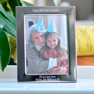 Personalised 80th Birthday Silver Photo Frame