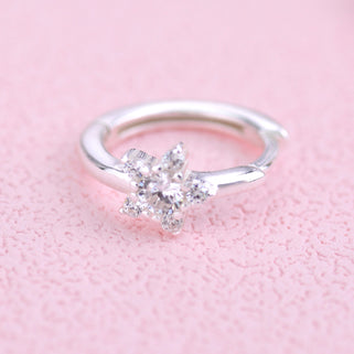 Silver Cz Star Huggie Hoop Earrings