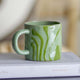 green retro design stoneware mug